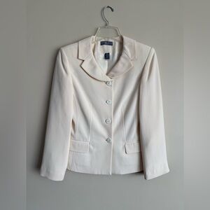 Kate Hill 100% Silk Light Yellow Blazer Suit Jacket Lined 8P Petite